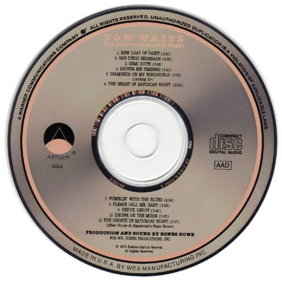 Tom Waits The Heart Of Saturday Night 1989 cd - jazz folk rock blues raindogs - Picture 2 of 3